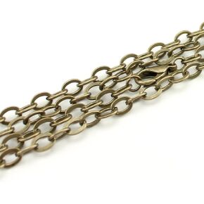 CleverDelights 5x7mm Cable Chain Necklaces - Antique Bronze Color - 10 Pack - 24 Inch Length