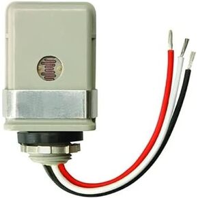 Woods 59410WD Outdoor Hardwired Stem Mount Light Control Sensor with Photocell Gray