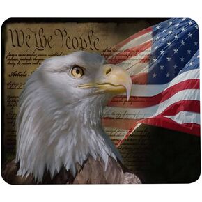 Mouse Pads Us Flag and Bald Eagle on Vintage Constitution Paper,Mouse Pads for Computers Laptop PC,Mouse Pads for Office & Home 7.9x9.5 Inch