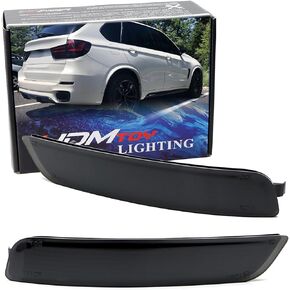 iJDMTOY Dark Smoked Lens Rear Bumper Reflector Lenses Compatible With 2014-2019 BMW F15 X5 w/M-Sport Bumper ONLY, OE-Spec LH RH Assembly