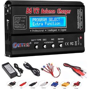 B6V2 LiPo Battery Charger Balance Fast Charger Discharger 80W 2A Battery Chargers for LiPo/Li-ion/Life Battery (1-6S) NiMH/NiCd (1-15S) RC Hobby Batteries Balance Charger