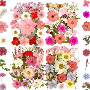 90Pcs White Dried Pressed Flowers for Resin Molds, Real Natural Bulk Dry Floral Leaves for DIY Art Crafts, Epoxy Jewelry, Candle, Soap Making, Nails Decors Gifts