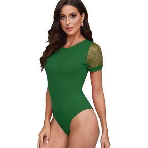BUENOS NINOS Bodysuits for women Women's Crew Neck short sleeve Tops Bodysuit Jumpsuit