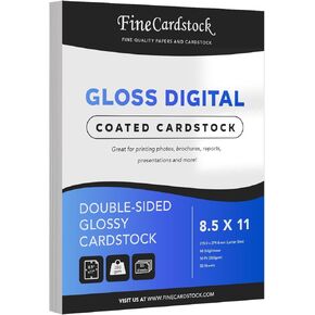 Double-Sided Heavyweight Gloss Digital C2S Cardstock – Perfect for Color Laser Printing, Photos, Brochures | 8.5 x 11" | Extra Thick 16 Pt (350gsm) | Acid Free, Glossy Coated on Both Sides | 50 Sheets