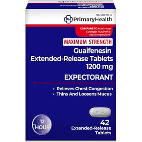 Guaifenesin, 1200mg Tablet, 42 Count, 42 Count