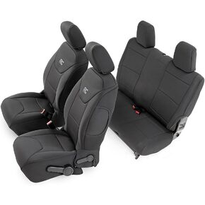 Rough Country Neoprene Seat Covers Front/Rear Black Fits 2011-2012 [ Jeep ] Wrangler JK 2DR Custom Water Resistant 91006