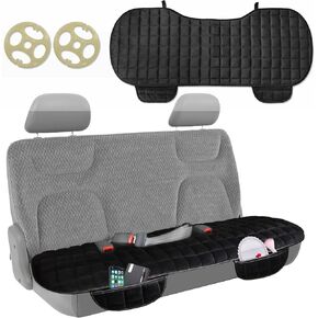 Rear Car Seat Mat,Back Seat Cover Universal Keep Warm Car Rear Seat Covers,Automotive Seat Covers with Pockets,Silk Velvet Long Rear Seat Chair Cover Protective Cushion Mat pad for Baby,Car,SUV,Sedan