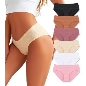 Women's Seamless Underwear No Show Breathable Bikini Ladies Panties Soft Cheeky Stretch Invisible Hipster 6 Pack