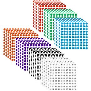 AIEX 35 Sheets Number 1-100 Round Vinyl Stickers 7 Colours Number Stickers Waterproof Labels for Sorting Organizing Storage Boxes Lockers Office School Supplies (1cm)