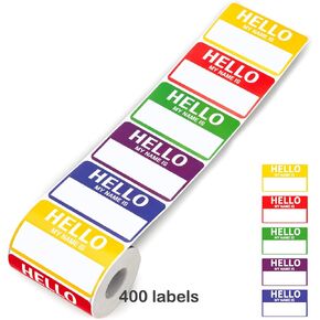 400 قطعة من ملصقات ملصقات الاسم مقاس 3.62 * 2.25 بوصة "Hello My Name is" شارة اسم ملونة للمدرسة، والمكتب، والحفلات ذات الطابع الشخصي، والأسرة، والمنافسة in Kuwait