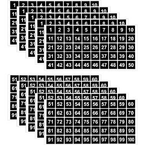 AIEX 10 Sheets Number Stickers 5 Sets of 1-100 Vinyl Square Number Sticker Waterproof Labels for Sorting Organizing Storage Boxes Lockers Indoor Outdoor Office School Supplies (Black, 1inch)