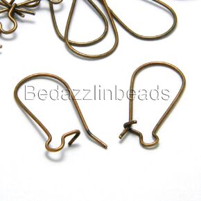 50 Antique Copper Big 1 inch Kidney Earring Findings Plated Nickel Free Iron