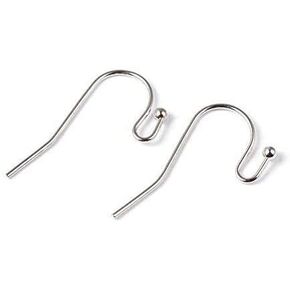 20pcs Sterling Silver Ear Wire Ball Dot French Earring Hooks Connector Dangle Earwire