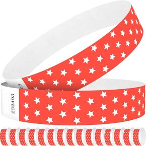 Neon Stars Green Paper Wristbands for Events, 100 Count 3/4" Paper Bracelets for Event Entry, Festivals, Parties, Clubs (Neon Star Green, 100)