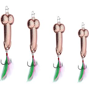 Gag Fishing Lures Set Metal Luminous Sequin Spoons Funny Top Water Bass Fishing Lures Fishermen Gear Spinner Baits Freshwater Saltwater Equipment Fishing Hook Gift for Fishing Lover Men