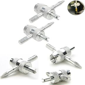 5 Pack Tyre Valve Removal Tool 4-in-1 Tyre Stem Core Remover Installer Multifunctional 4-Way Universal Wrench for Bicycle Bike Automobile Car Motorcycle Tire Repair Replace