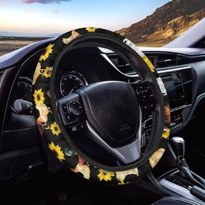 Cute Pet Corgi Auto Steering Wheel Cover Animal Design Anti-Sweat Neoprene Car Interior Accessories