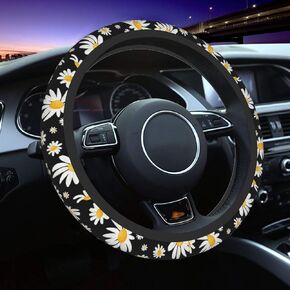 Cute Daisy Flowers Universal 15 Inch Steering Wheel Covers Non Slip Neoprene Car Wrap Cover for Adults