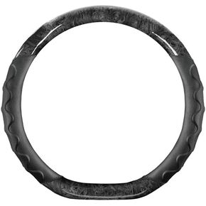 Wood Grain Steering Wheel Cover Honeycomb Microfiber Leather Anti-Slip Fit Four Season Universal 14.5 15 inch(Black)
