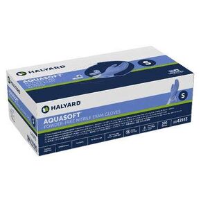 HALYARD AQUASOFT Nitrile Exam Gloves, Non-Sterile, Powder-Free, 3.1 mil, 9.5", Blue, X-Small, 43932 (Case of 3000)
