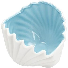 NBEADS Shell Ceramic Jewelry Tray, 4.45x5.12x3.9 Inch Aqua Shell Trinket Dish Ceramic Ring Earring Holder Ocean-themed Decorative Trinket Plate for Jewelry Tabletop Decoration, Light Blue