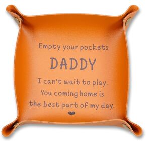 Gifts for Dad Daddy Fathers Day Tray Gift from Daughter Son New Dad Gift from Kids First Fathers Gifts Valet Tray Valentine Christmas Birthday for First Time Dad Husband Leather Key Tray
