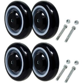 SYRATION 5" 4 Pack Polyurethane Stepped and Full Tread Face w/Double BalBearing Shopping Cart Wheel 1400 lbs Total Capacity
