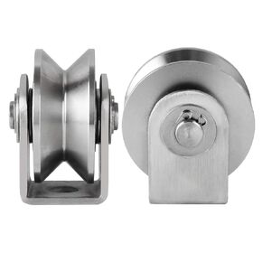 2in V Groove Wheel, Stainless Steel Pulley Roller Duplex Bearing Super-Silent Sliding Gate Roller Wheel, Heavy Duty Traction Wheel for Home Gym Wire Rope Rail Sliding Gate Material Handling and Moving