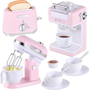 Ehome Play Kitchen Toys Kids Kitchen Accessories Pretend Play Kitchen Appliances Toy Set with Coffee Maker, Mixer, Toaster for Kids Toddler Kitchen Playset Ages 4-8 Girls