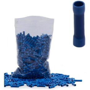 مهارات إعادة البناء (أزرق 16-14GA 1000PK) موصلات مؤخرة مجعدة معزولة. مقاييس تجعيد الأسلاك AWG 16-14، محطات لصق معزولة، وصلة بعقب PVC