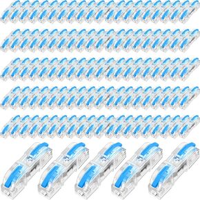 100 Set Lever Wire Connectors Compact Splicing Wire Connectors Terminal Blocks Assortment for 28-12 AWG, Soft and Hard Wire Universal（Orange）