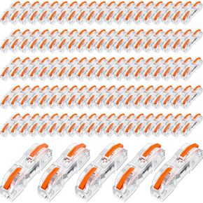 100 Set Lever Wire Connectors Compact Splicing Wire Connectors Terminal Blocks Assortment for 28-12 AWG, Soft and Hard Wire Universal（Orange） in Kuwait