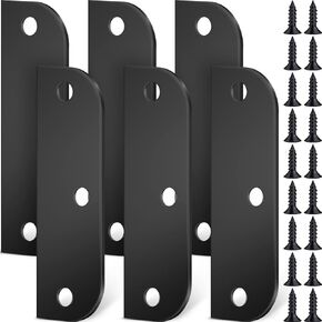 6 Pcs Door Hinge Filler Plates Kit, 3.5 Inch with 5/8 Inch Stainless Steel Hinge with Matching Screws, Blanks Metal Door Edge Filler Plates Hinge Shims Spacer Door Hole Cover Plate
