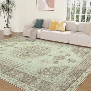 8x10 Area Rugs for Living Room: Washable Rug 8x10 Large Rug Indoor Carpet Vintage Floral Rug Soft Non Slip Area Rug for Bedroom Dining Room Nursery Home Office Farmhouse(8 x 10, Taupe)
