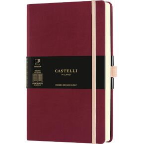 Castelli Milano AQUARELA Black Cherry Notebook 13x21 cm Squared Hard Cover Colour Bordeaux 240 Pag