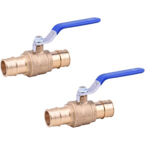 LD Valve-1/4 Turn Cold Expansion Pex A Ball Valve, 1-in Propex x 1-in Propex Brass Pex Shut Off Valve F1960 PEX-A Pipe (2-Pack)