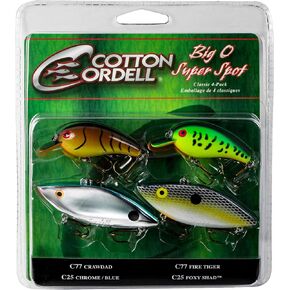 Cotton Cordell Big O and Super Spot Classic 4-Pack Crankbait Fishing Lures, Includes 2 Big O Lures and 2 Super Spot Lures, (PK4CC3)