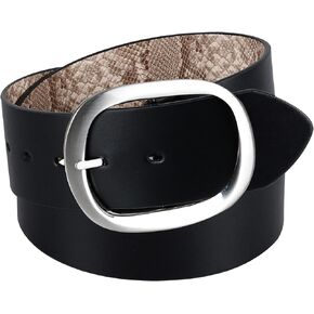 Calvin Klein Women's Two-in-One Flip-to-Reverse Statement Buckle Wide Fashion Reversible Belt (Regular & Plus Sizes)