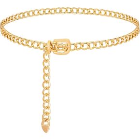 Chain Belts for Women Fashion, Alloy Adjustable Waist Chain Belt, Chunky Belt for Women Dresses Jeans Fashion