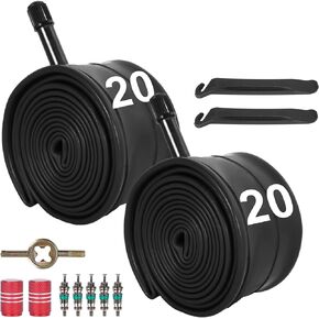 20 inch Bike Tubes, Heavy Duty Bicycle Inner Tube Compatible with 20 x 1.75/1.95/2.0/2.125/2.25/2.30/2.35/2.40 Tire Tubes (2 Pack)