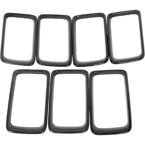 Grille Inserts Grill Cover 2014-2018 Compatible with Jeep Cherokee Black Grill Frame Trim Kit Rings 7pcs (Red)