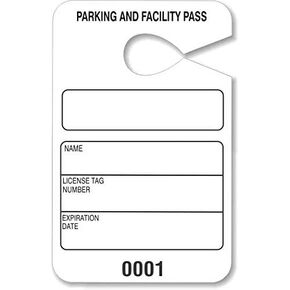 Hang Tag Parking Permit - Blank Parking Pass - Numbered Facility Pass - Car Parking Management - Disclaimer on Back 80lbs/Cover cardstock - 200 Units Large 3.5 x 5.5 Inches (Blank)