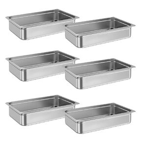 Garvee 6 Pack Full Size Hotel Pan Steam Table Pan, [NSF Certified][with Lid] Catering Food Pan Commercial Stainless Steel 6 Inch Deep Anti-Jamming