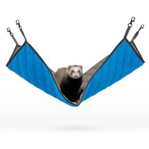 Paw Inspired Hanging Fleece Hammock for Ferrets, Rats, Chinchillas, Sugar Gliders, Cats, Small Pets | Hideout Toy for Guinea Pigs, Hamsters | Swivel Clips for Small Animal Cages (Gray/Green)