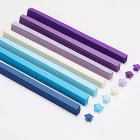 1080 Sheets Star Origami Paper 7 Assortment Color Star Paper Strip Double Sided Origami Stars Paper Solid Color Lucky Star Decoration Paper Strips DIY Hand Art Crafts (1080 Sheets(Blue-Purple))