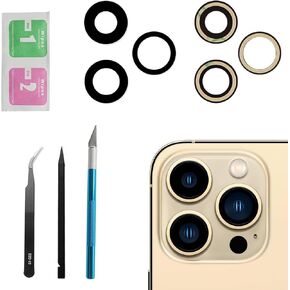 3 قطع/مجموعة 13 Pro استبدال عدسة الكاميرا الخلفية الخلفية لهاتف iPhone 13 Pro استبدال عدسة الكاميرا الخلفية iPhone 13 Pro استبدال عدسة الكاميرا الزجاجية من الياقوت اللاصق المثبت مسبقًا + مجموعة أدوات