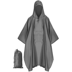 salamra Hooded Rain Poncho Waterproof Raincoat Jacket for Men/Women/Adults with Pocket