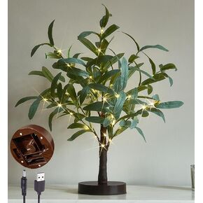 LITBLOOM Lighted Baby Breath Tree 18IN 30 LED Lights with Timer Battery Operated or USB Plug in, Bonsai Tree with Lights for Wedding Party Table Christmas Decoration