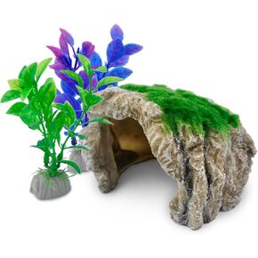 Aquarium Cave Decorations for Small Fish, Betta, Reptile Hide, Resin Ornaments for 5 to 15 Gallon Fish Tank, Reptiles & Amphibians Habitat Decor Accessories