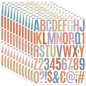 1040 PCS Stick On ABC Vinyl Letters Stickers 2 Inches 14 Sheets Colorful Vinyl Number Alphabet Stickers for Mailbox Names Water Bottles Bikes Notebook Football Poster Signs(Mix-Color 2+0.5 in)